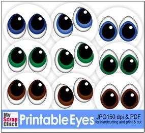 Free Printable Eyes: click to enlarge | Olhos para artesanato, Adesivos ...