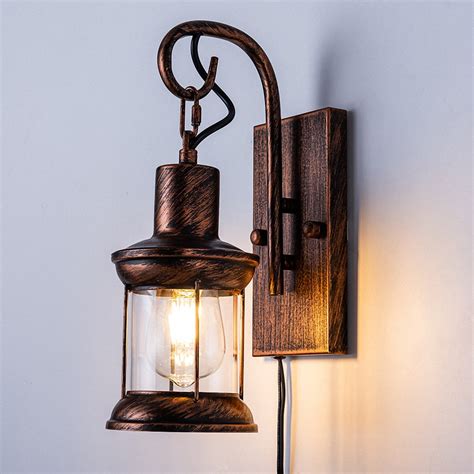 1 Light Rustic Wall Light, Antique Bronze Vintage Wall Light Fixture ...