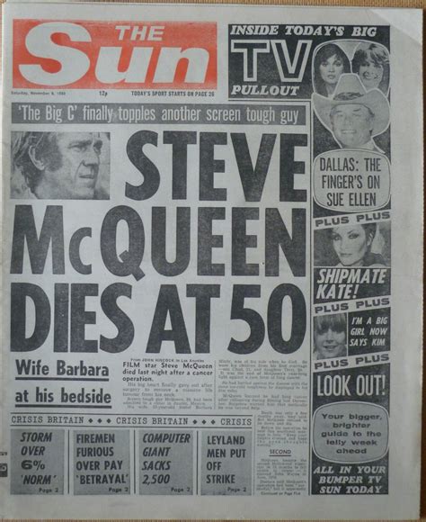 Hold The Front Page: Steve McQueen dies