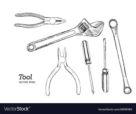 Repair carpentry and woodwork work tools sketch Vector Image