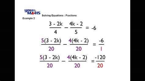 Solving Linear Equations : Fractions 2 - YouTube