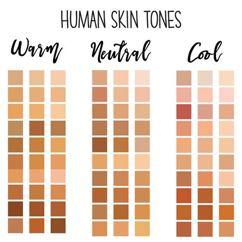 Skin Tones Color Palette Swatches, Procreate Skin Tone, Chart, Colours ...