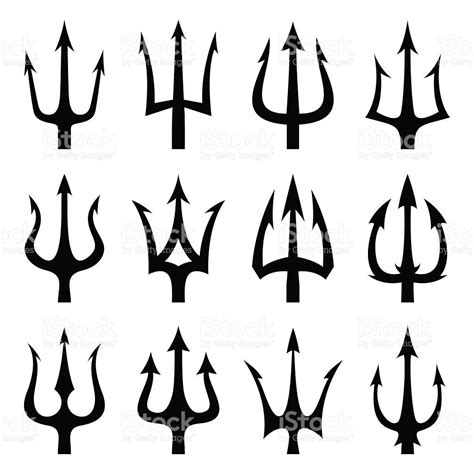 Black trident silhouette vector icon set royalty-free stock vector art ...