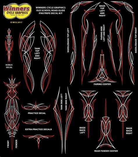 Pinstripe decal kits for Harley Old School Road Glide Dresser ...