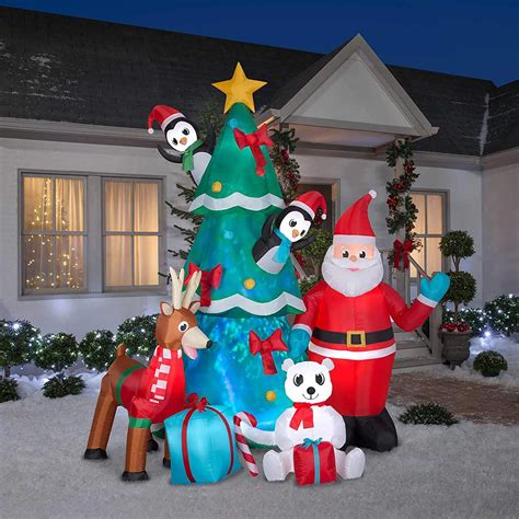 Gemmy 9FT Gemmy Inflatable Animated Santa with Polar Bear, Reindeer and ...