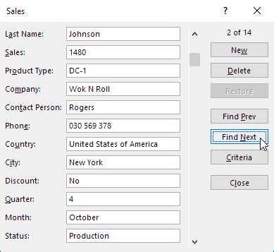 Data Form in Excel