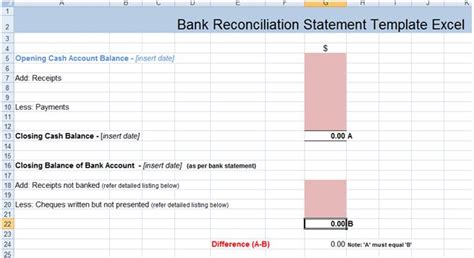 Bank Reconciliation Statement Excel Template XLS | Excel templates ...