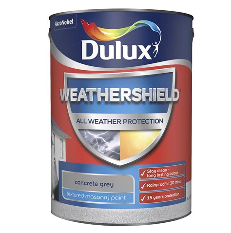 Dulux Weathershield Textured Masonry Paint - Concrete Grey - 5L | Homebase