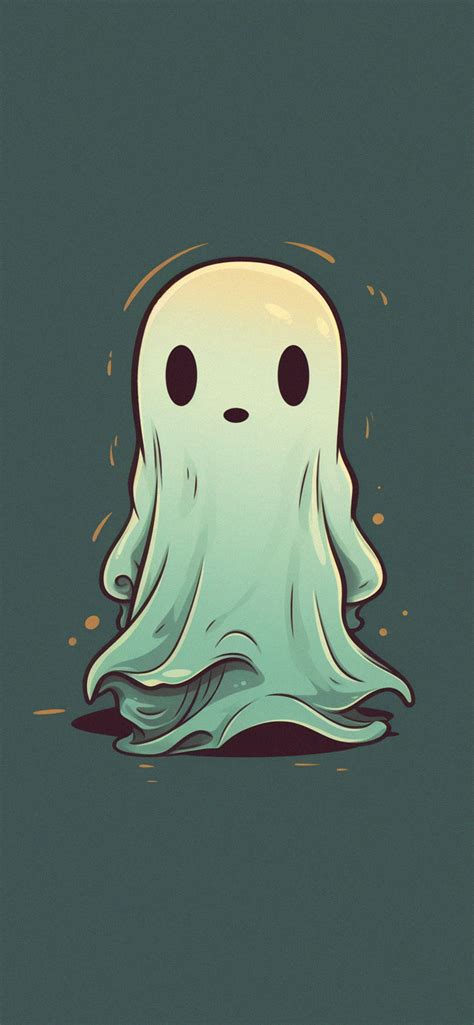 Cute Ghost Dull Green Wallpapers - Best Halloween Wallpapers