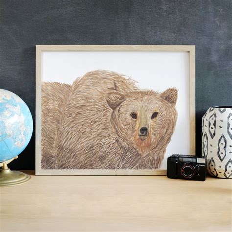 Brown Bear Watercolor Art Print - Etsy