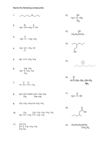 Naming Organic Compounds Worksheet Gcse - CompoundWorksheets.com