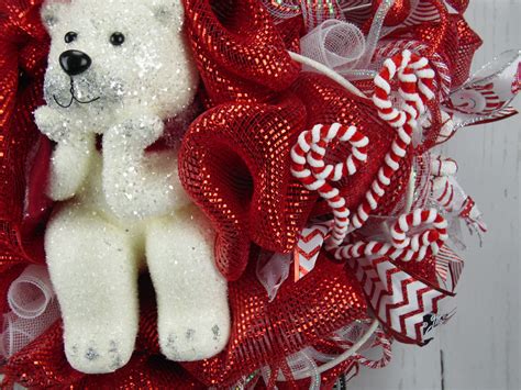 Polar Bear Christmas Wreath Red and White Christmas Wreath | Etsy