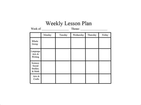 Free Printable Preschool Weekly Lesson Plan Template - Printable ...