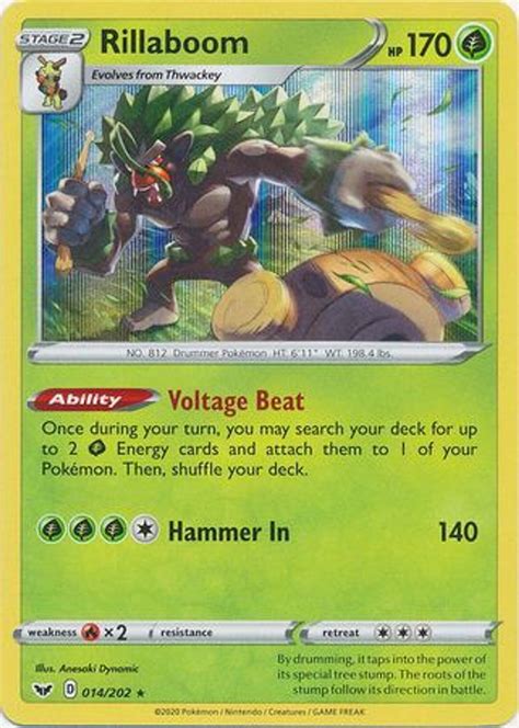 Pokemon Sword Shield Base Set Single Card Rare Holo Rillaboom 14 - ToyWiz