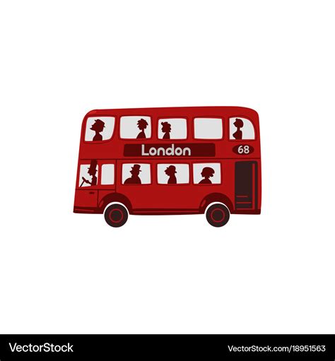 Red cartoon london english double-decker bus Vector Image