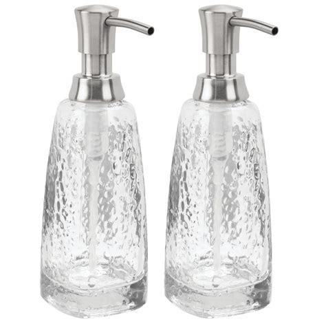 mDesign Glass Tall Refillable Liquid Soap Pump Dispenser - Walmart.com ...