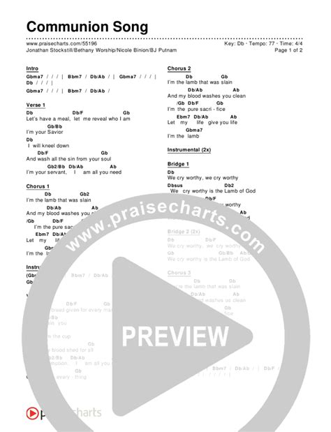 Communion Song Chords PDF (Jonathan Stockstill / Bethany Music / Nicole ...