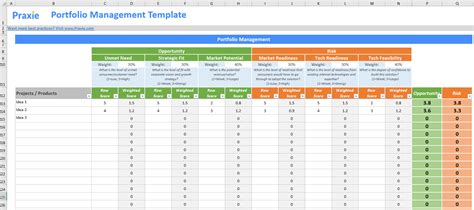 Project Portfolio Management Excel Template