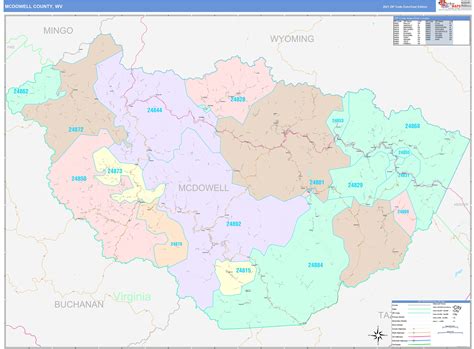 McDowell County, WV Wall Map Color Cast Style by MarketMAPS - MapSales.com