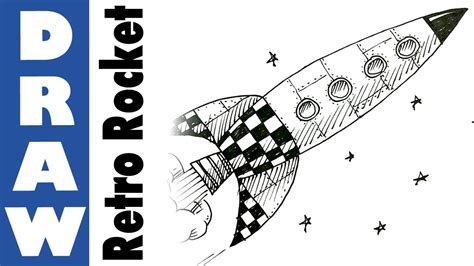 How to draw a Retro Space Rocket - YouTube