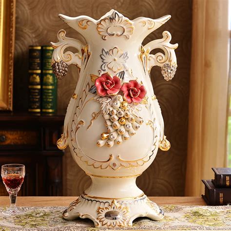 Jingdezhen ceramic flower vase retro style large flower vase Fuguizhu ...