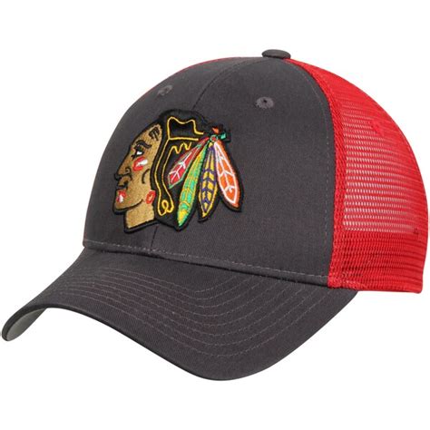 Mens Chicago Blackhawks Zephyr Charcoal Basic Trucker Snapback ...