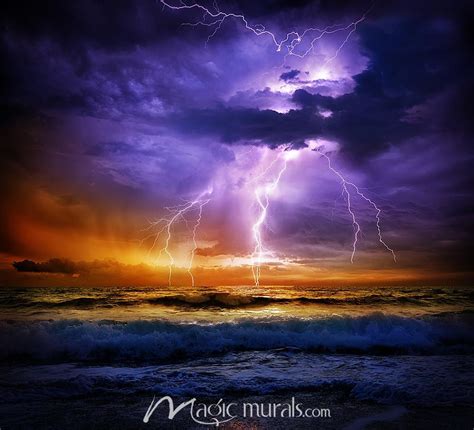 Lightning Storm on Sea Wallpaper Mural by Magic Murals