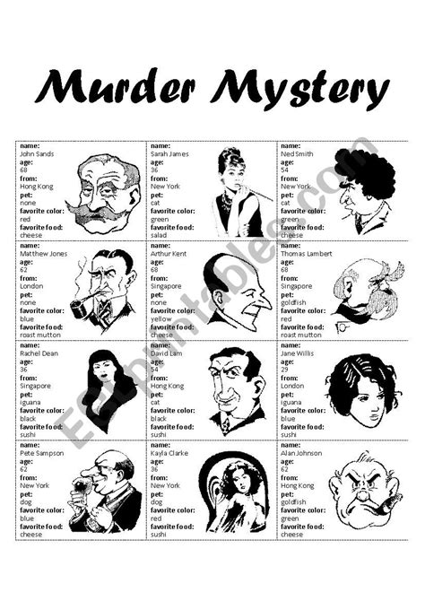 Free Printable Murder Mystery Games