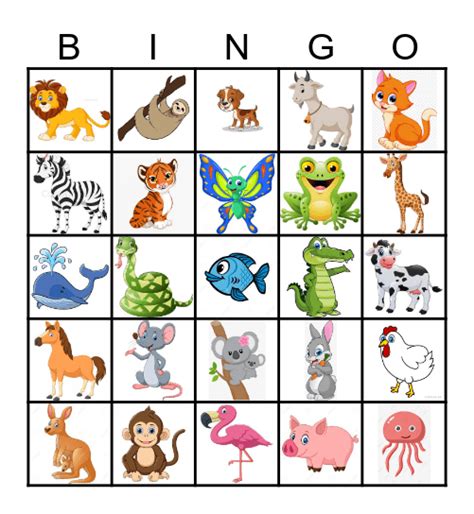 Animal Bingo Card