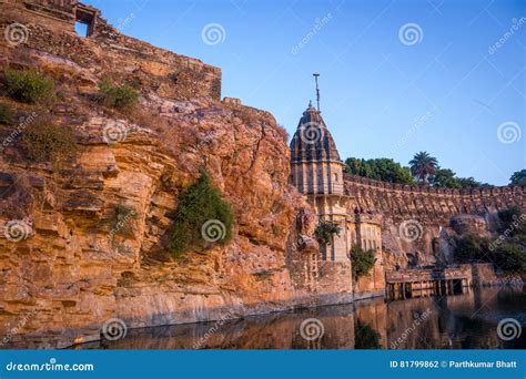 Temple at Chittor Fort stock photo. Image of mewar, stambha - 81799862