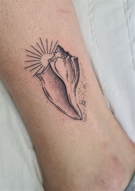 Pretty conch shell tattoo | Shell tattoos, Forearm sleeve tattoos ...