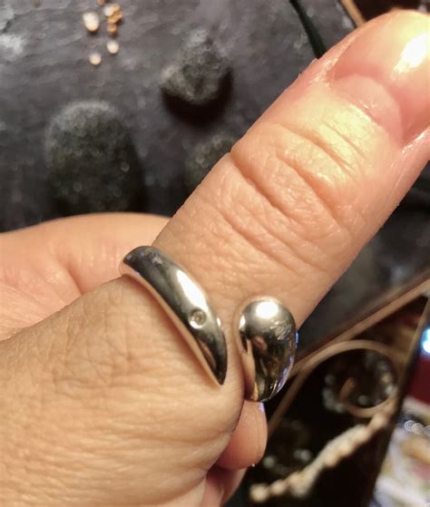 Vintage Silver 925 Real Diamond Teardrop Ring Adjustable | Etsy