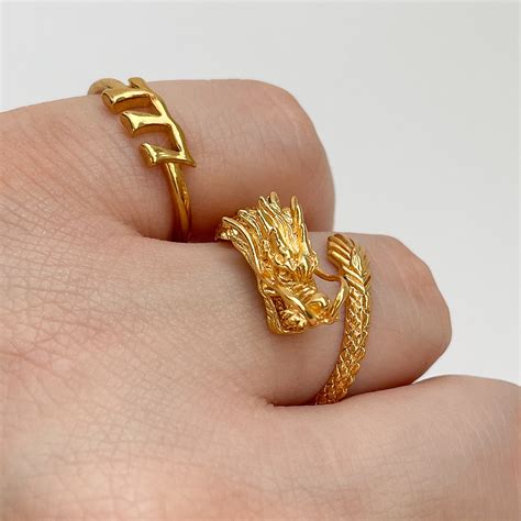 Gold Dragon Ring Dragon Ring for Men Mens Ring Adjustable - Etsy