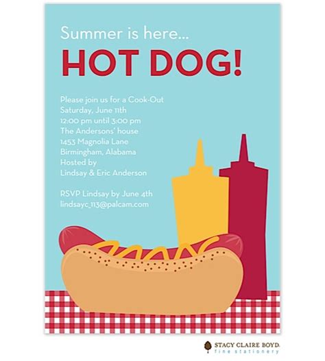 Hot Dog Invitation | Summer party invitations, Barbecue party ...