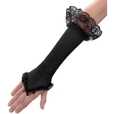 Black Mesh Fingerless Gloves Adult Adult Halloween Costume Accessory ...