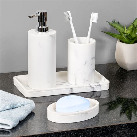 white bathroom accessories set