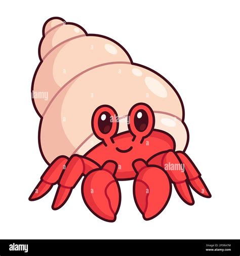 Cute cartoon hermit crab drawing. vector clip art illustration Stock ...