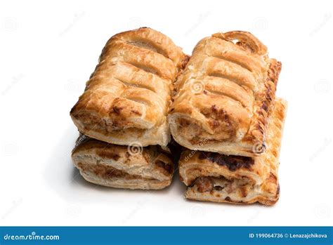 Cheese and Bacon Sausage Rolls Isolated on White Stock Photo - Image of ...