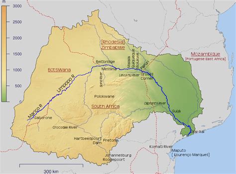 Map of the Limpopo River and surrounding areas