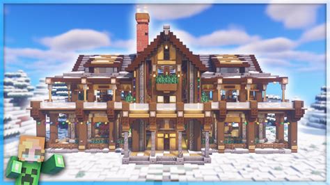 【Minecraft】How to build a Winter Mansion | LARGE survival house #15 ...