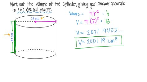 how to work out the volume of a cylinder