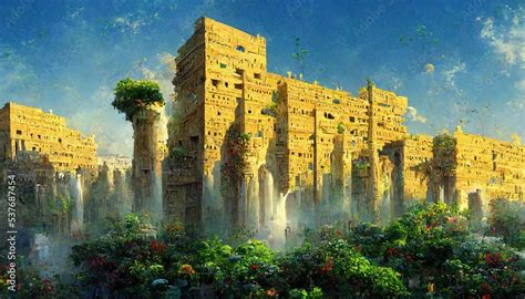 The Hanging Gardens of Babylon, the capital city of the ancient ...