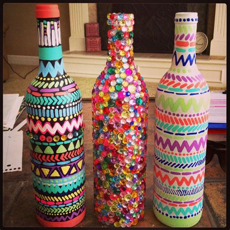 DIY decorated wine bottles | Crafty diy, Bottle crafts, Fun crafts