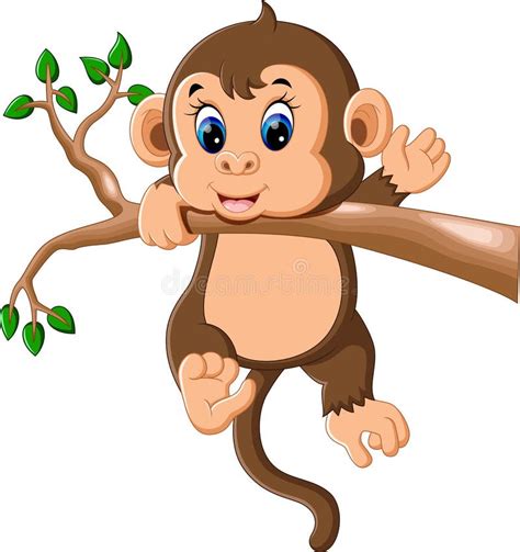 Cute baby monkey cartoon stock vector. Illustration of mammal - 70354705