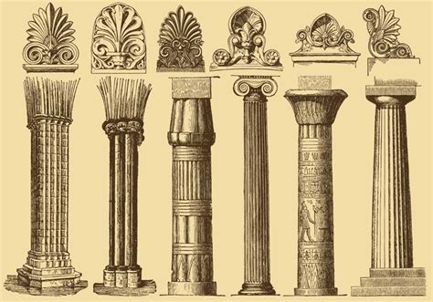 Old Style Drawing Columns 102263 Vector Art at Vecteezy