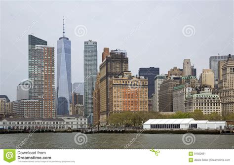 Manhattan skyline stock image. Image of modern, landmark - 91922691