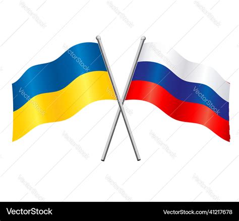 Russia and ukraine flags crossed Royalty Free Vector Image