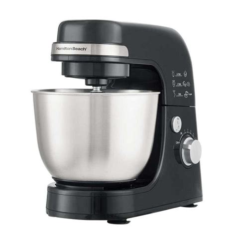 Hamilton Beach 4 Qt. 7-Speed Black Stand Mixer with Dough Hook, Whisk ...