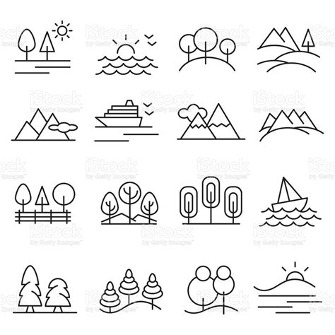 Landscape icon set Landscape icon set , vector illustrator Mountain ...