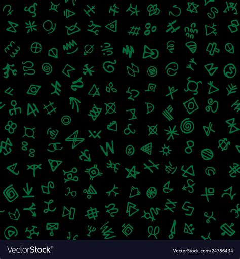 Digital green glyphs and mystic ancient symbols Vector Image